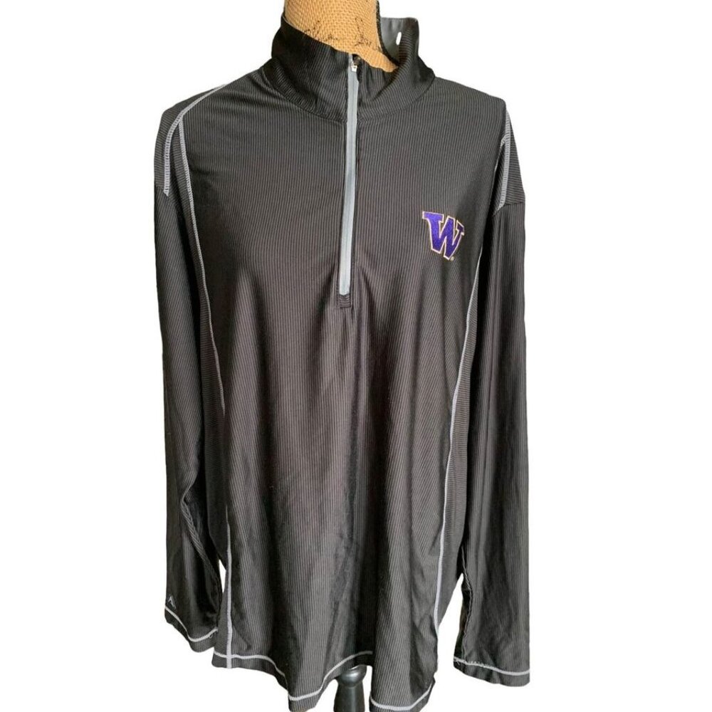 🍒 2/$20 🍒 University of Washington Black Pin Striped 3/4 Zip Pullover 2X